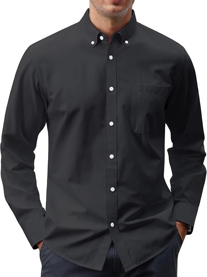 Herren nan Slim-Fit Oxford-Hemd mit Button-Down-Kragen, Brusttasche und elastischer Baumwollmischung Drune