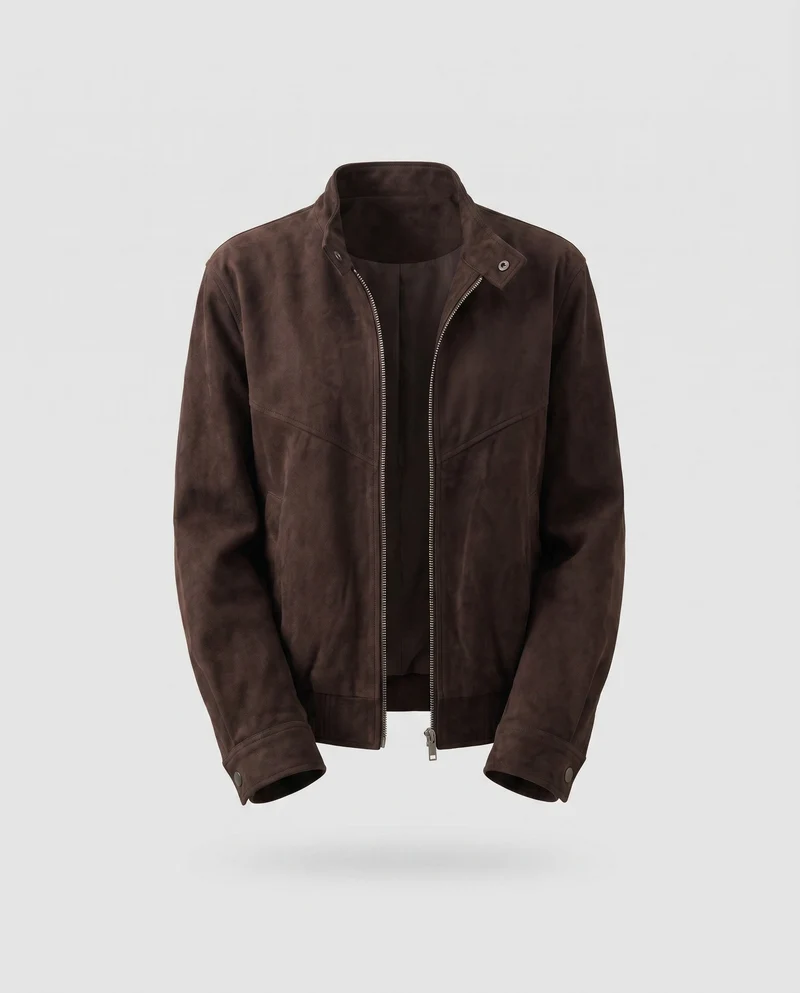 Damen elegante Wildlederjacke mit praktischen Taschen und Reißverschluss Drune