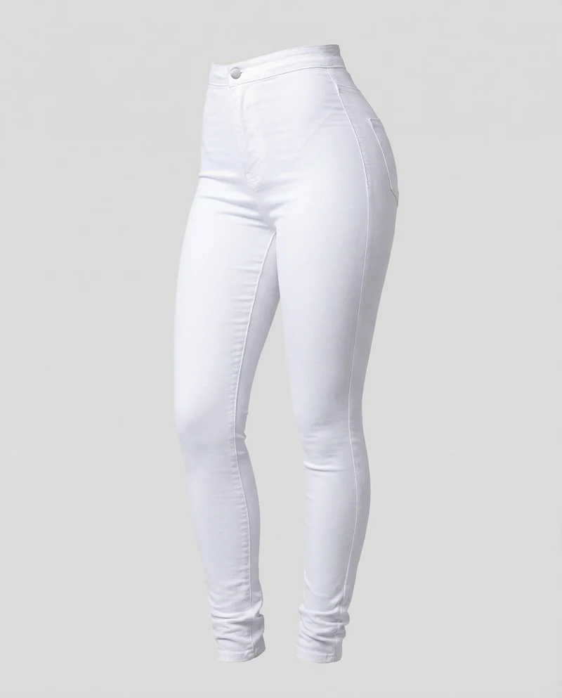 Damen nan hochgeschnittene Stretch-Jeanshose mit schmalem Beinverlauf, formendem Komfortbund und aufgesetzten Gesäßtaschen Drune
