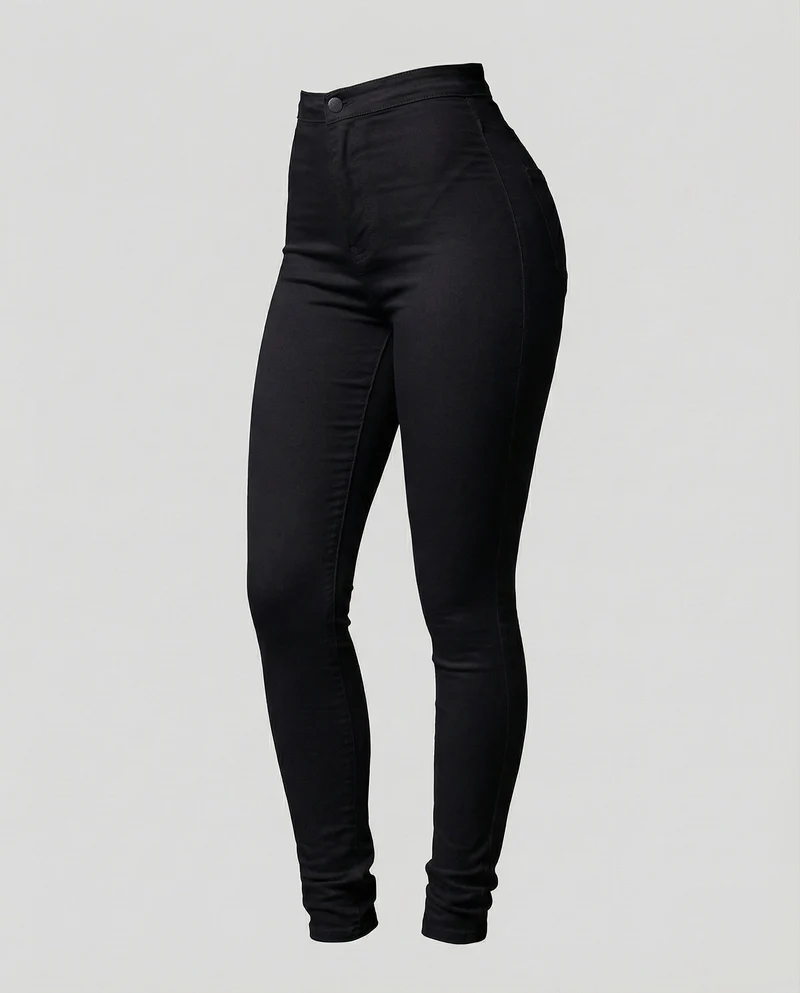 Damen nan hochgeschnittene Stretch-Jeanshose mit schmalem Beinverlauf, formendem Komfortbund und aufgesetzten Gesäßtaschen Drune