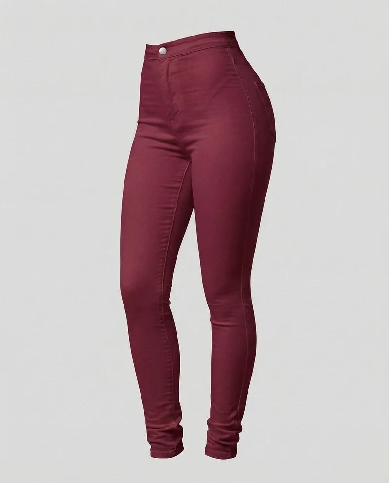 Damen nan hochgeschnittene Stretch-Jeanshose mit schmalem Beinverlauf, formendem Komfortbund und aufgesetzten Gesäßtaschen Drune