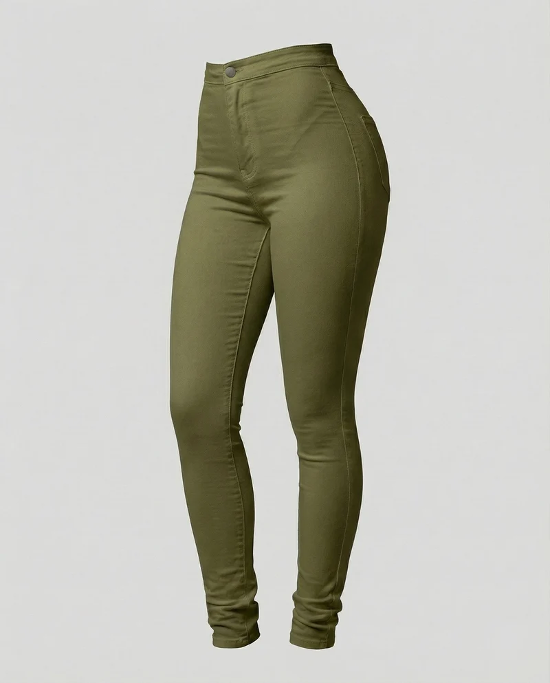 Damen nan hochgeschnittene Stretch-Jeanshose mit schmalem Beinverlauf, formendem Komfortbund und aufgesetzten Gesäßtaschen Drune