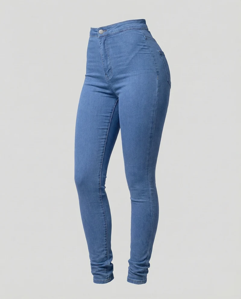 Damen nan hochgeschnittene Stretch-Jeanshose mit schmalem Beinverlauf, formendem Komfortbund und aufgesetzten Gesäßtaschen Drune