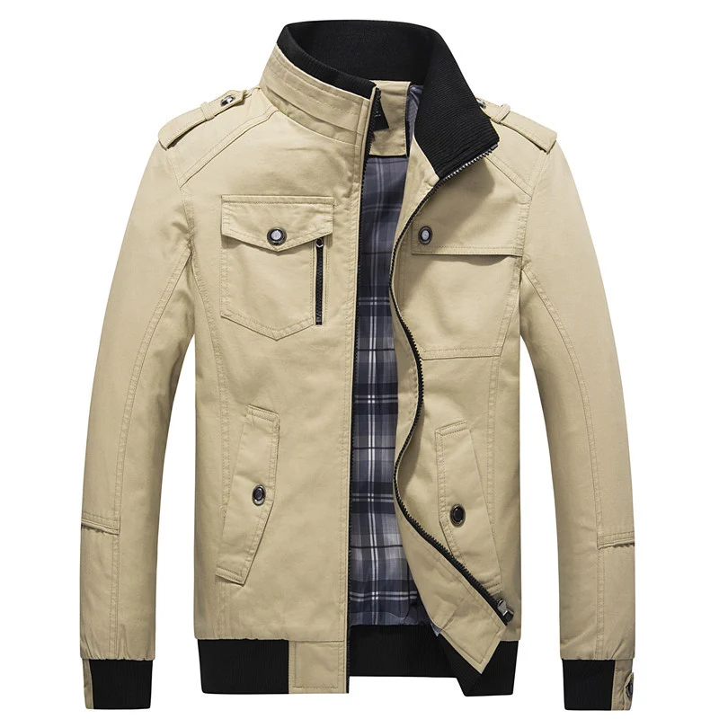 Herren Utility-Fieldjacke mit Stehkragen und kariertem Innenfutter Drune