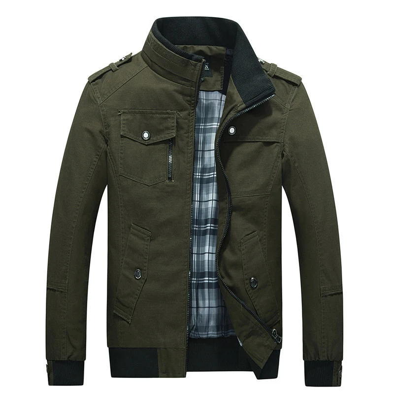Herren Utility-Fieldjacke mit Stehkragen und kariertem Innenfutter Drune