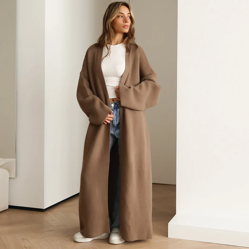 Damen Oversize-Strickmantel aus weicher Wolle