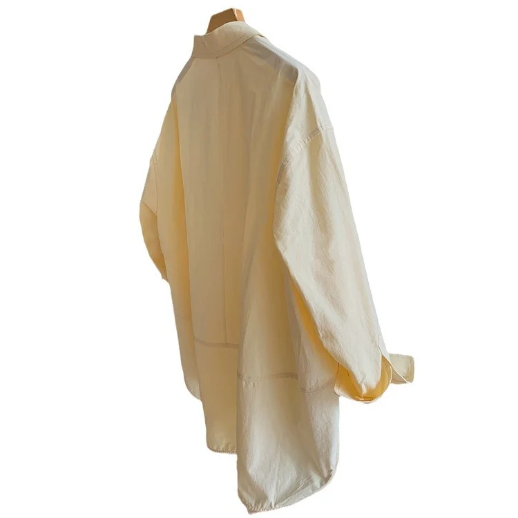 Damen Oversize-Hemdbluse mit extra großem Kragen und abgerundetem Saum Drune