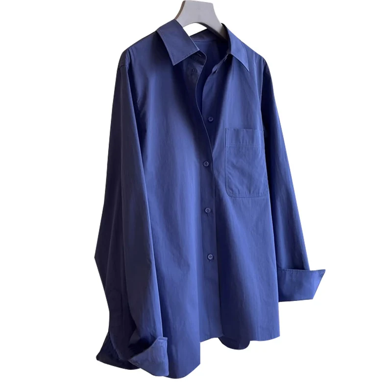 Damen Oversize-Hemd aus leichter Baumwollmischung mit Brusttasche Drune