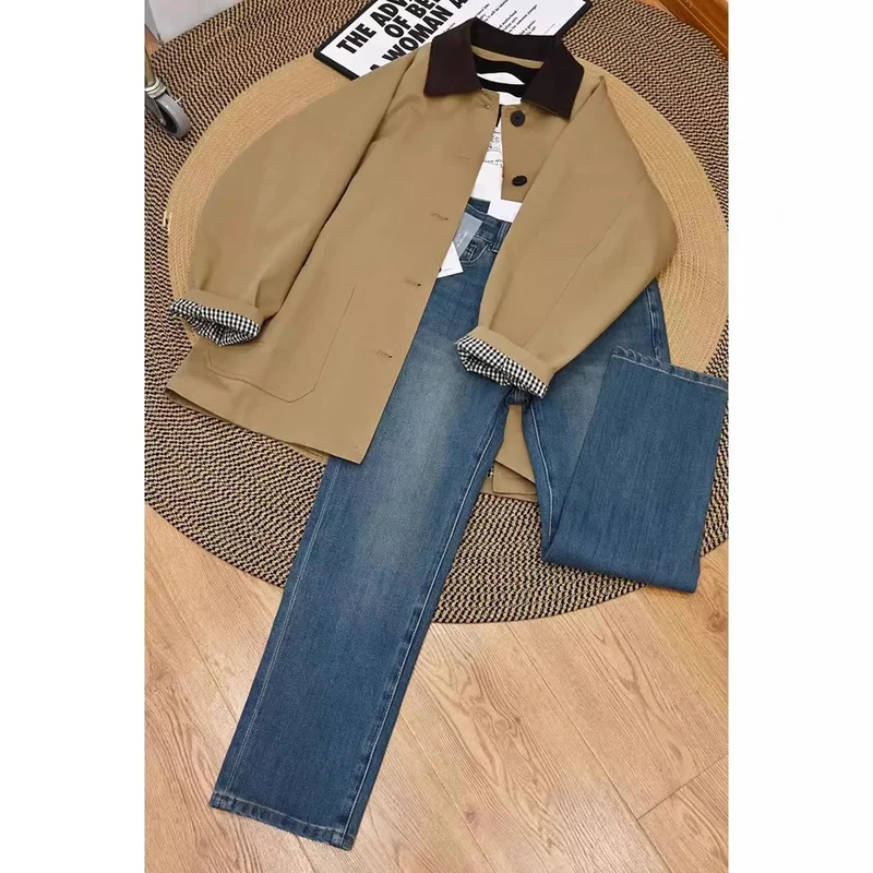 Damen Oversize-Chorejacke mit Cordkragen und großen aufgesetzten Taschen Drune