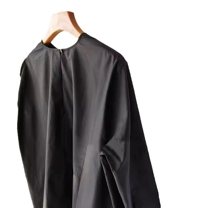 Damen Oversize-Bluse aus leichtem Baumwollmix mit weiten Ballonärmeln und verlängertem Rückensaum Drune