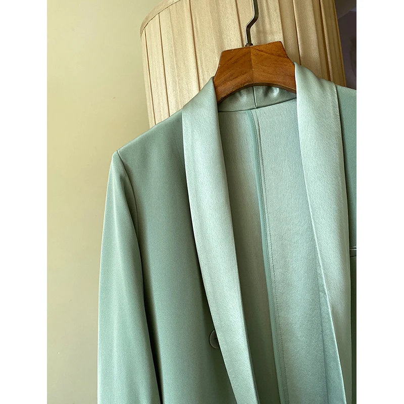 Damen Oversize-Blazerjacke mit Schalkragen und Satinbesatz Drune