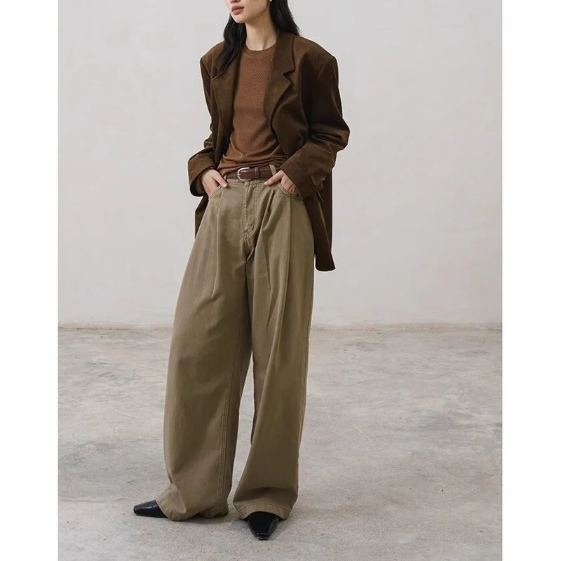 Damen Oversize Blazer in Velourslederoptik mit strukturierter Schulter und Zwei-Knopf-Verschluss Drune
