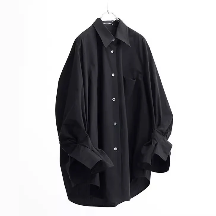 Damen Oversize-Baumwollhemd mit extra weitem Schnitt und Brusttasche Drune