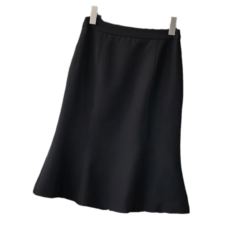 Damen Midirock mit hohem Bund, Teilungsnähten und mittigem Schlitz Drune