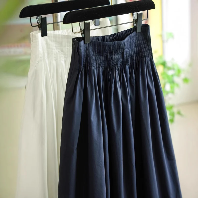 Damen Midirock mit hoch angesetztem Faltenbund und weitem, gerafftem Volumen Drune