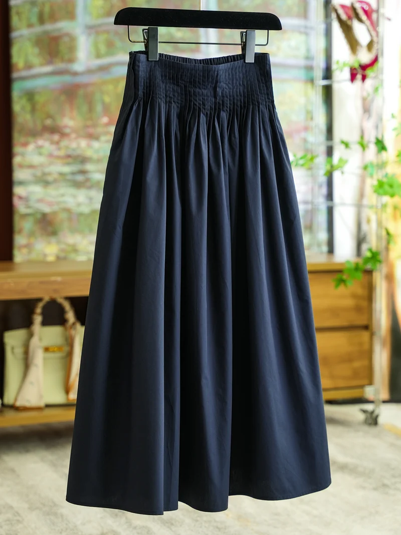 Damen Midirock mit hoch angesetztem Faltenbund und weitem, gerafftem Volumen Drune