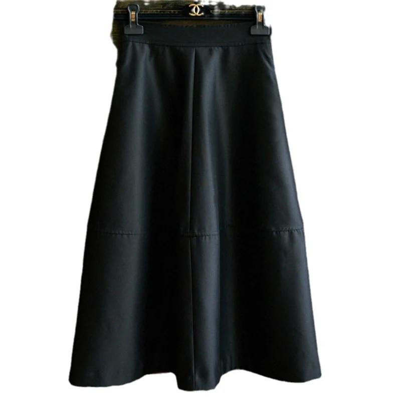 Damen Midirock aus veganem Leder mit hoher Taille und gestufter A‑Linie Drune