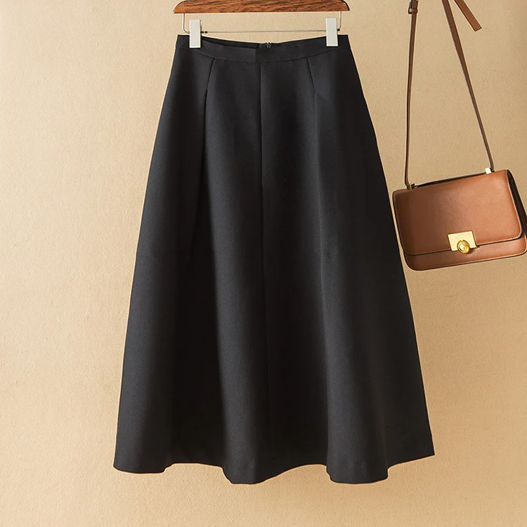 Damen Midi A-Linien-Rock mit hoher Taille und elegantem Fall Drune