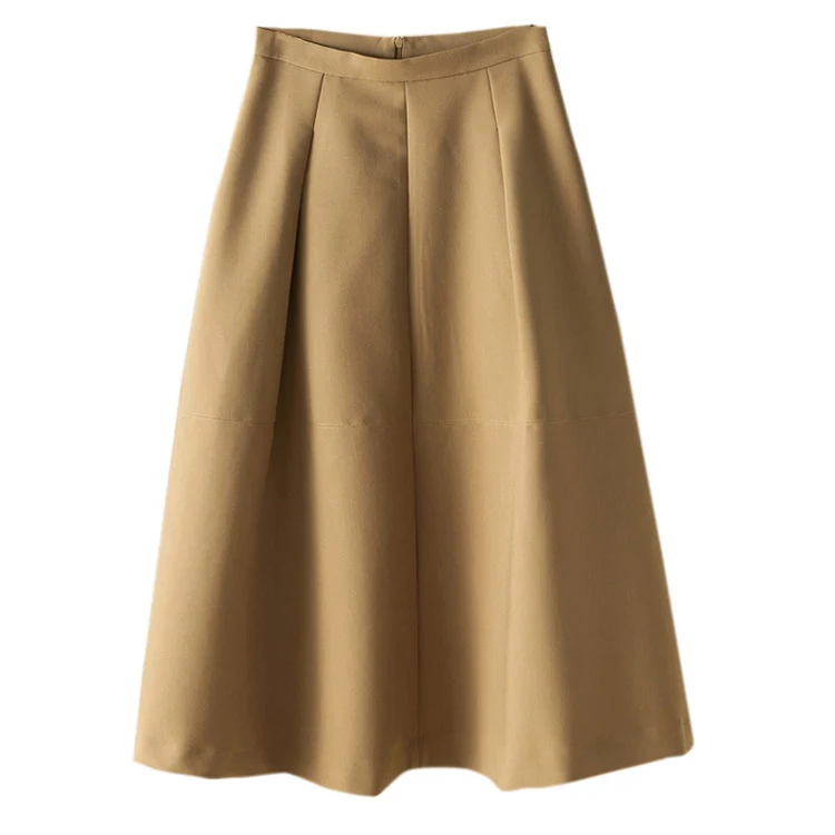 Damen Midi A-Linien-Rock mit hoher Taille und elegantem Fall Drune