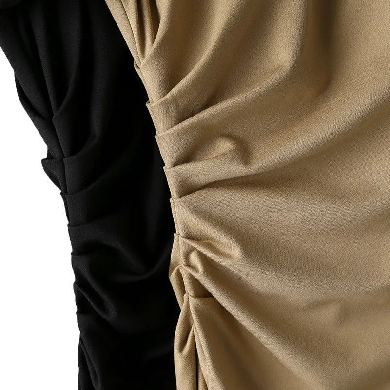 Damen Maxikleid mit asymmetrischem Cut-Out, seitlicher Raffung und fließender A‑Linie Drune