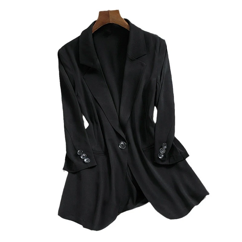 Damen Leichter taillierter Longblazer mit fallendem Saum und Paspeltaschen Drune