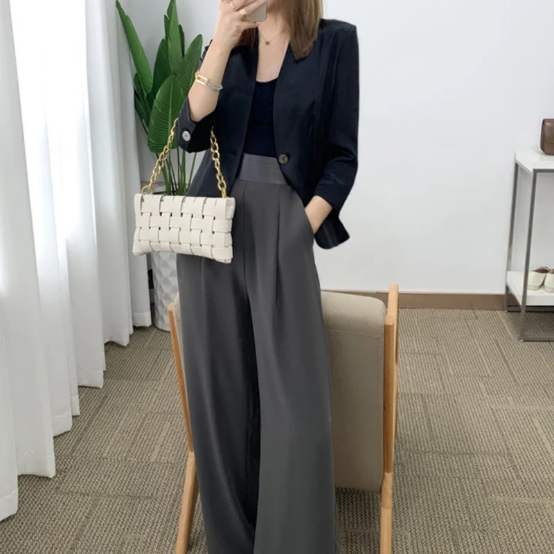 Damen Leichter taillierter Ein‑Knopf‑Blazer aus fließender Satin‑Optik Drune