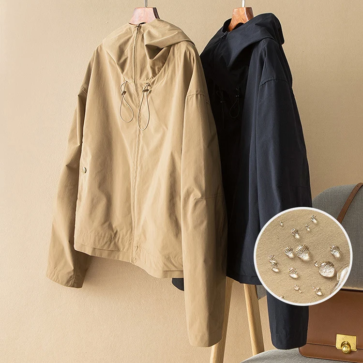 Damen Leichte Kapuzenjacke mit Boxy‑Silhouette und Kordelzug Drune