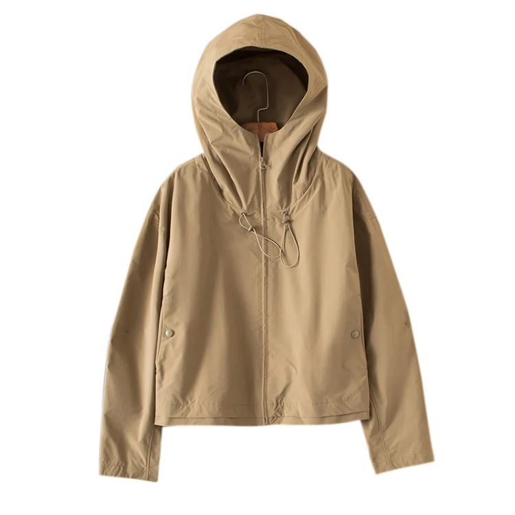 Damen Leichte Kapuzenjacke mit Boxy‑Silhouette und Kordelzug Drune