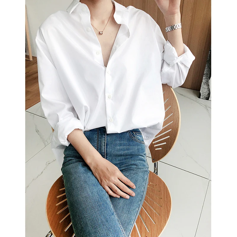 Damen Lässiges Oversize-Hemd mit Kentkragen und legerer Silhouette Drune