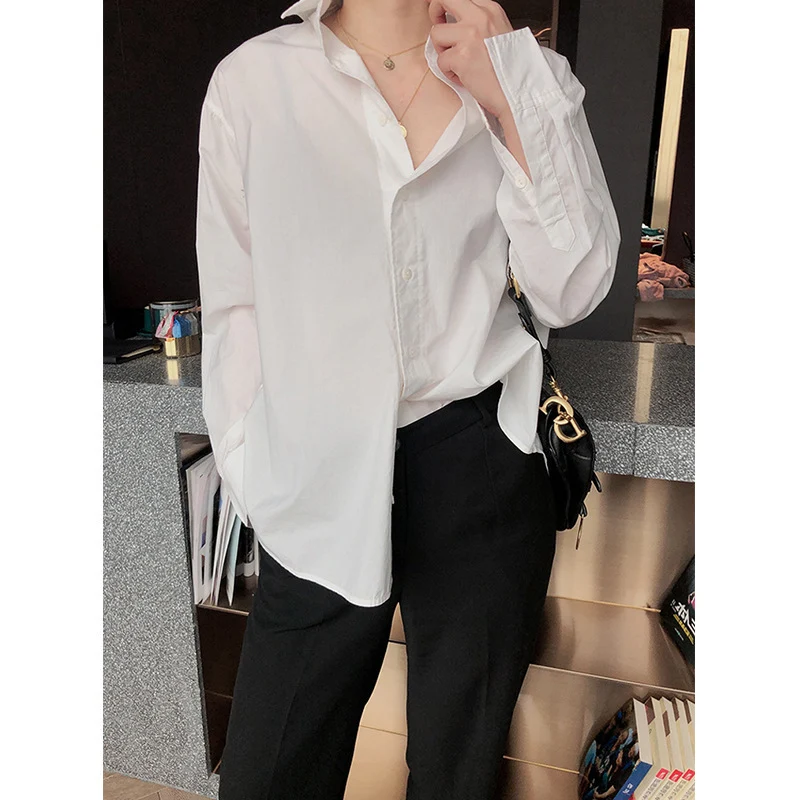 Damen Lässiges Oversize-Hemd mit Kentkragen und legerer Silhouette Drune