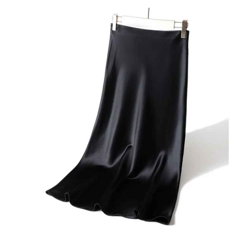 Damen Langer Satin-Maxirock im Bias-Cut mit taillenhoher Passform und fließender A‑Linie Drune