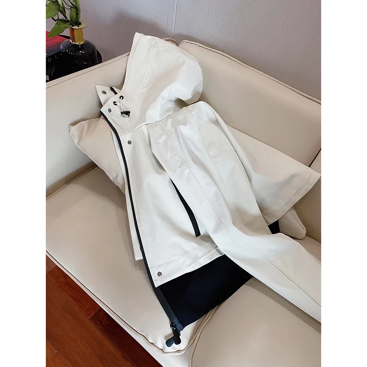 Damen Kurzjacke mit Kapuze, Mesh-Futter & verdecktem Reißverschluss Drune
