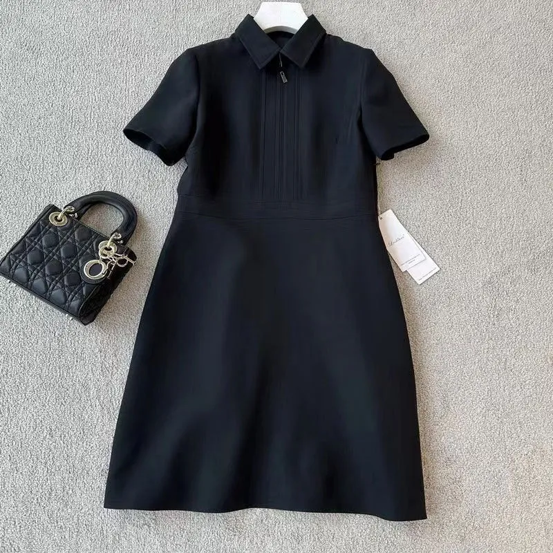 Damen Kurzärmeliges Hemdkleid mit verdecktem Zwei-Wege-Reißverschluss und taillierter Schnittführung Drune