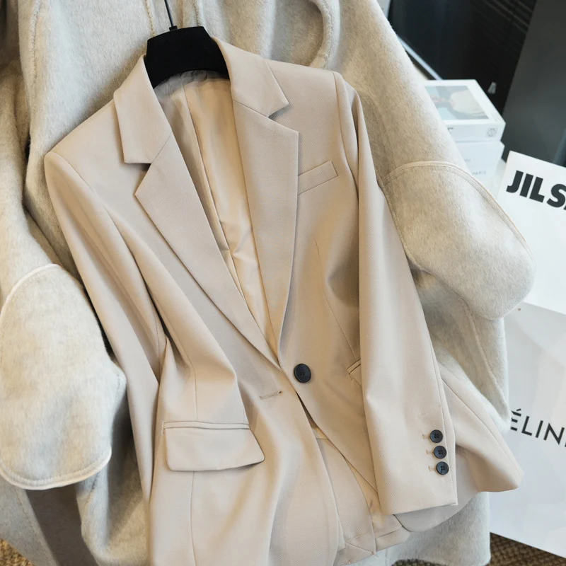 Damen Klassischer taillierter Ein-Knopf-Blazer aus feinem Wollmix Drune