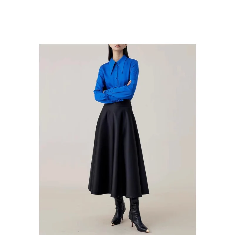 Damen Hochtaillierter Midi-Tellerrock mit weitem Fall Drune