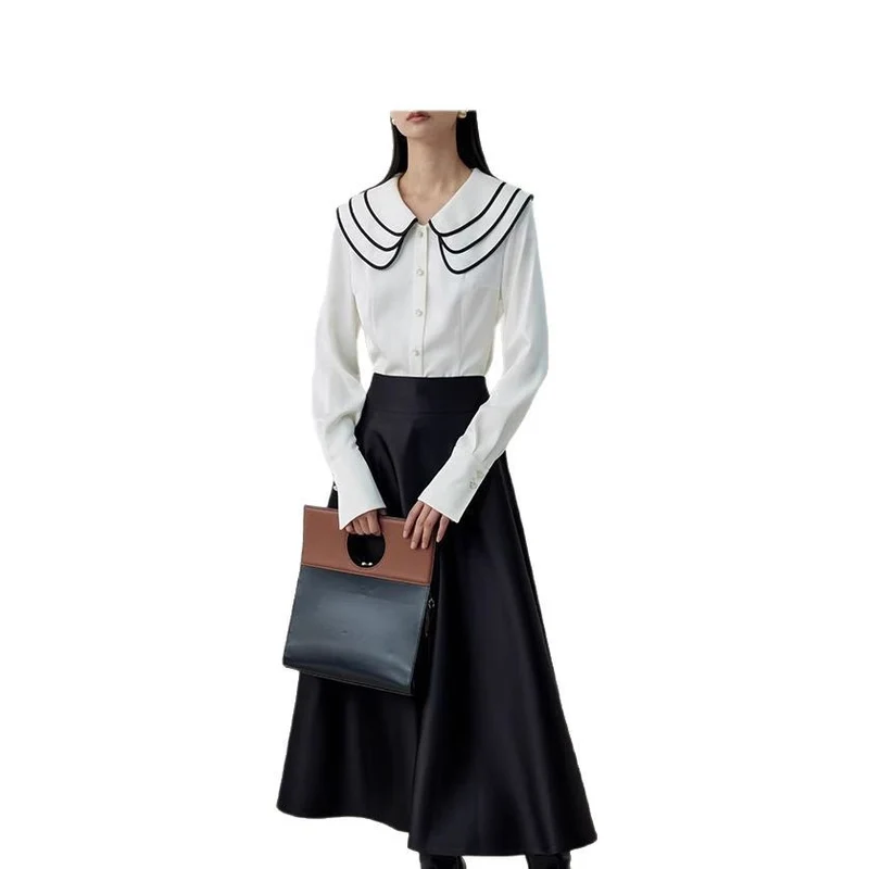 Damen Hochtaillierter Midi-Tellerrock mit weitem Fall Drune