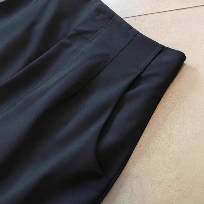 Damen Hochtaillierte weite Palazzo-Culotte mit Bügelfalte und Eingrifftaschen Drune