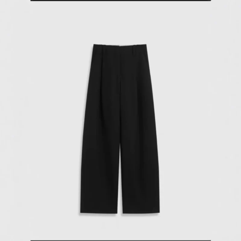 Damen Hochtaillierte weite Marlene‑Hose mit cleaner Bügelfalte und geradem Bein Drune