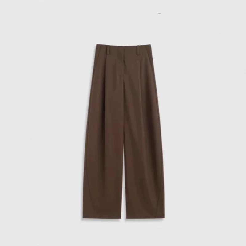 Damen Hochtaillierte weite Marlene‑Hose mit cleaner Bügelfalte und geradem Bein Drune