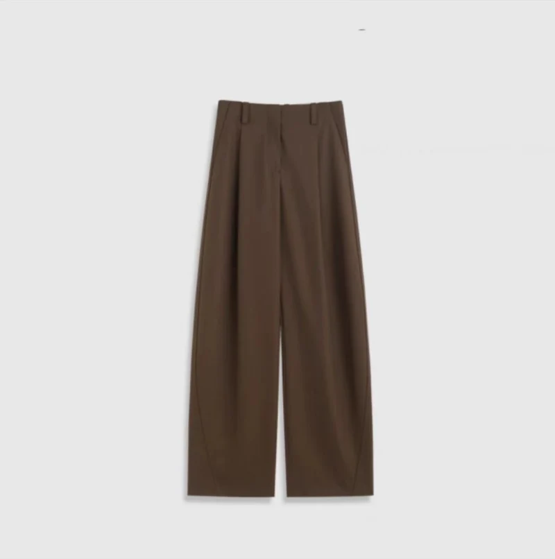 Damen Hochtaillierte weite Marlene‑Hose mit cleaner Bügelfalte und geradem Bein Drune
