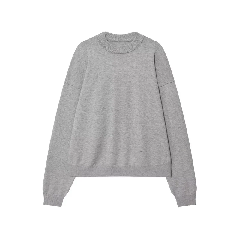 Damen Oversize Pullover mit weitem Rundhalsausschnitt und Rippbündchen Drune