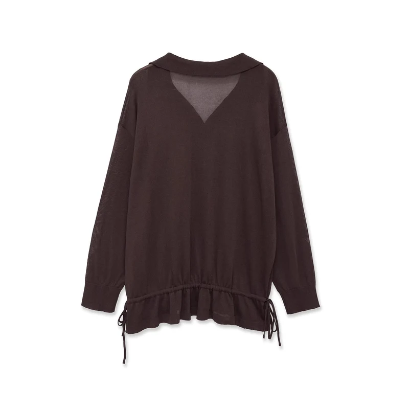 Damen Oversize‑Pullover mit Polokragen, V‑Ausschnitt und Tunnelzugsaum Drune