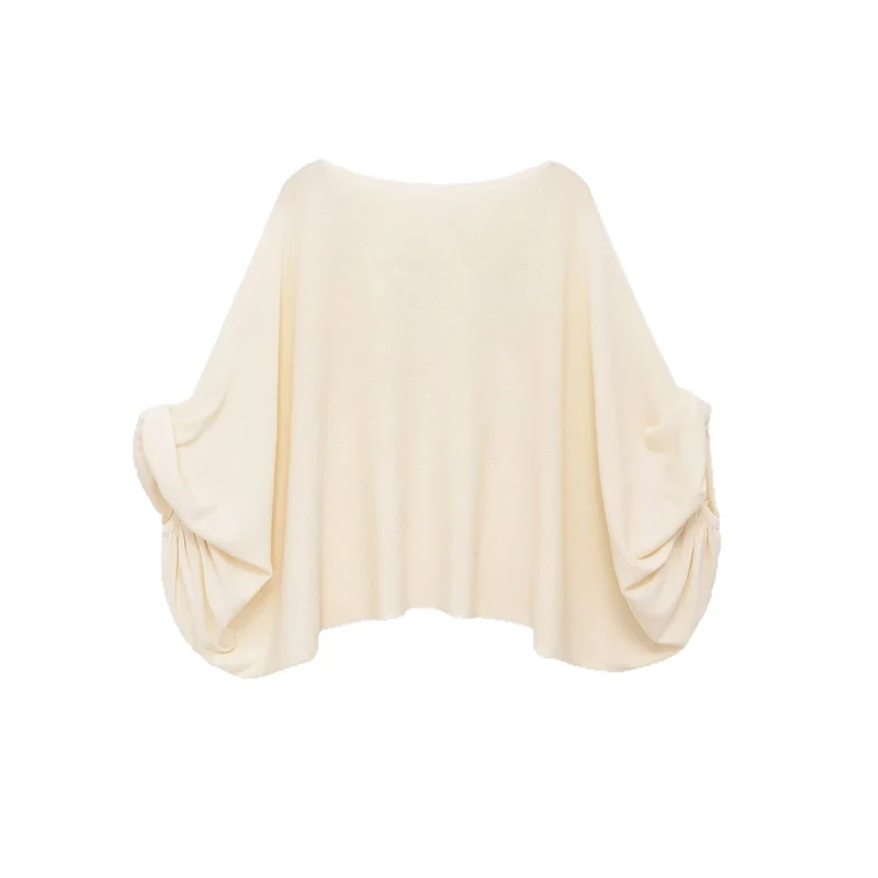Damen Oversize Poncho-Top mit Fledermausärmeln und Tunnelzug-Detail Drune