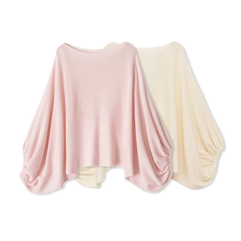 Damen Oversize-Poncho mit Fledermausärmeln und gerafftem Saum Drune