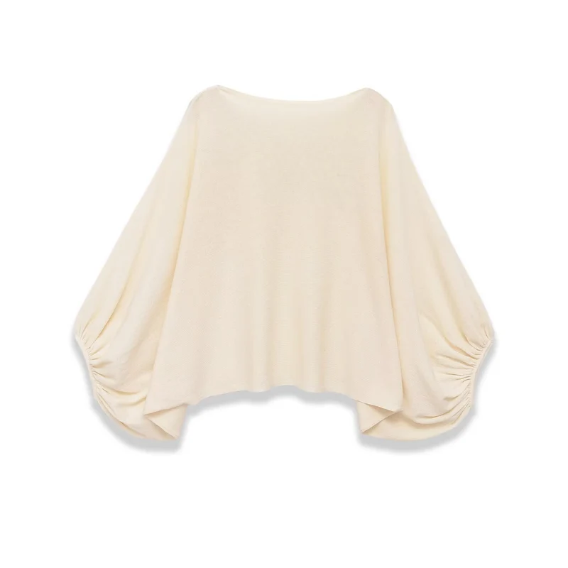 Damen Oversize-Poncho mit Fledermausärmeln und gerafftem Saum Drune