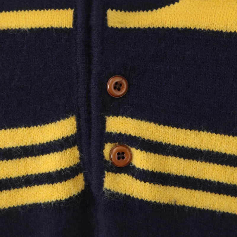 Damen Oversize Polokragen-Strickpullover mit mehrfarbigen Streifen und Rippbündchen Drune