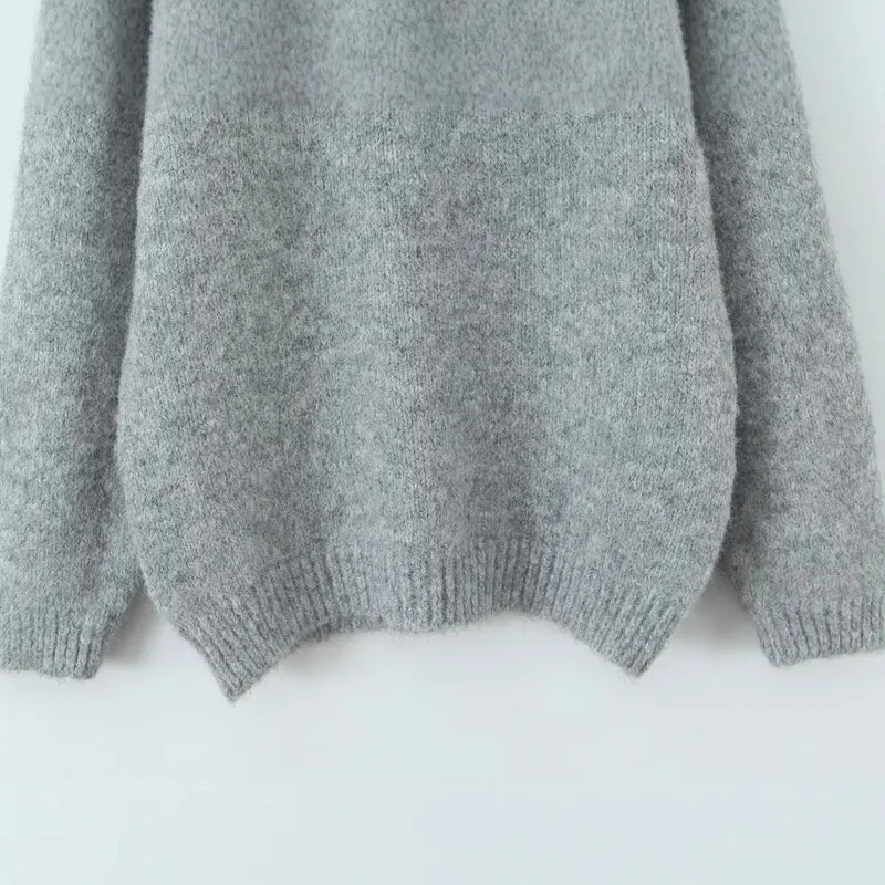 Damen Oversize Mohair‑Optik Pullover mit Rundhalsausschnitt und Raglanärmeln Drune