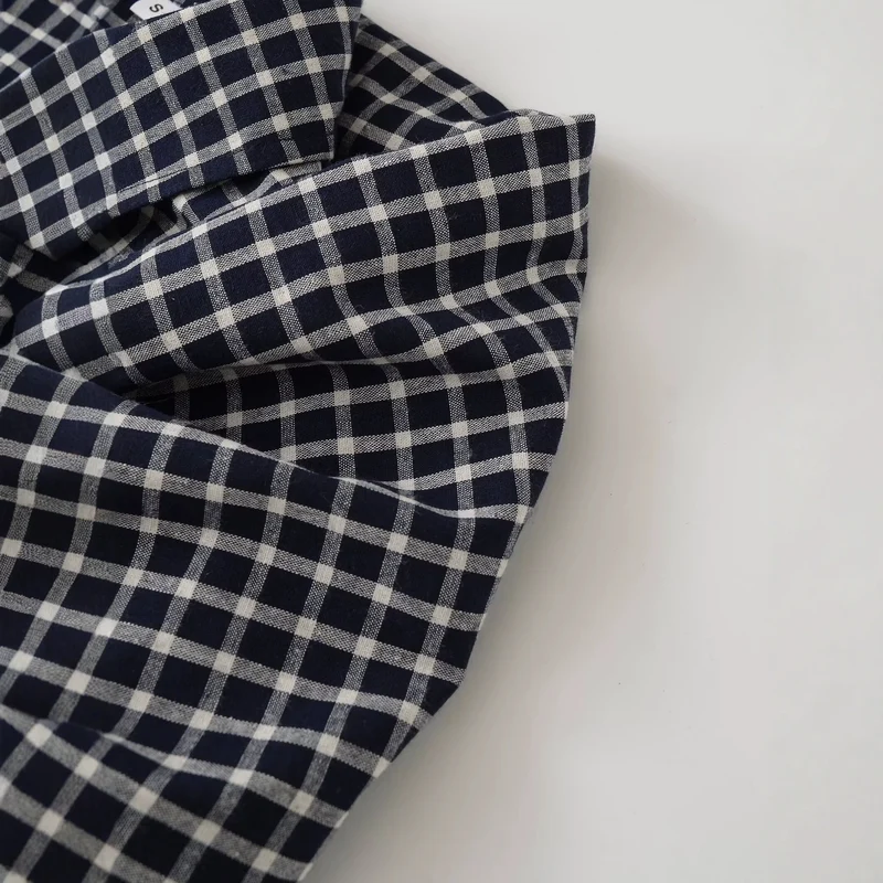 Damen Oversize kariertes Hemd mit abgerundetem Saum Drune
