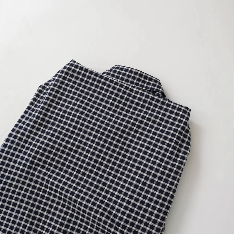 Damen Oversize kariertes Hemd mit abgerundetem Saum Drune