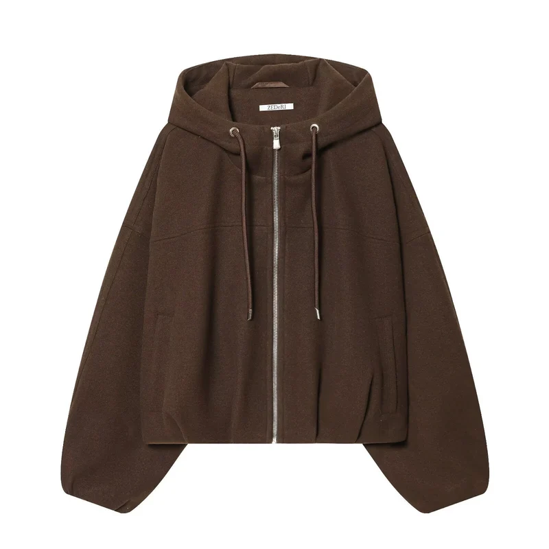Damen Oversize‑Kapuzenjacke aus Wollmix im Boxy‑Cropped‑Schnitt Drune